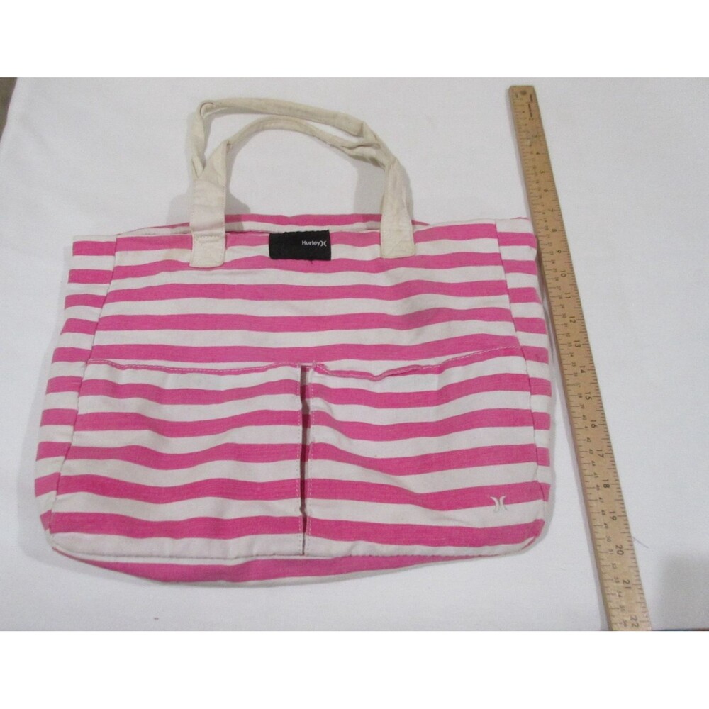 Hurley Tote Pink&White Striped Y2K Double Handle Med. Handbag Summer